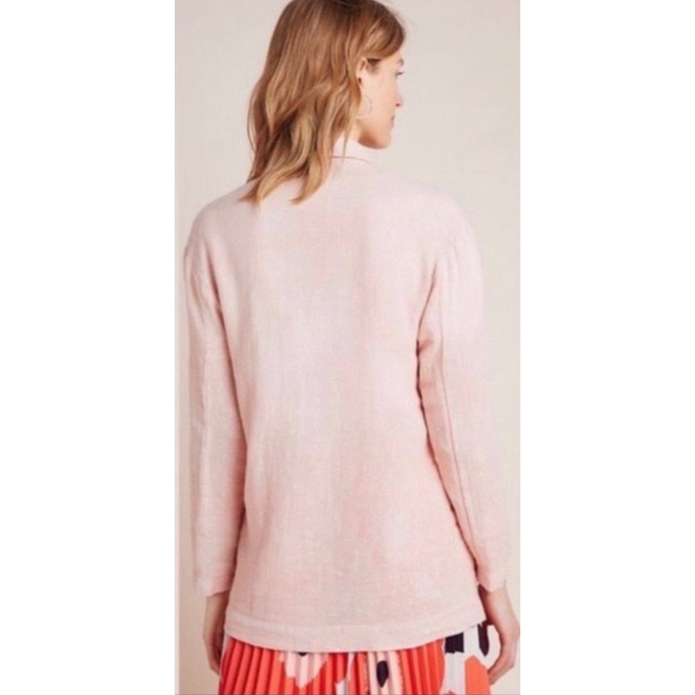 Anthropologie Amadi Kaye Linen Oversized Metallic Blazer Blush NWT Size XL - Picture 4 of 11